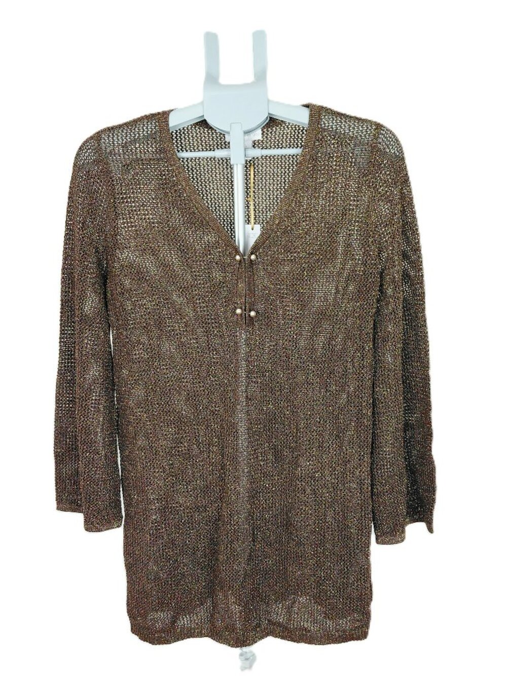 House of Harlow 1960 Open Knit Swim Coverup Women's Size Medium Bronze Metallic